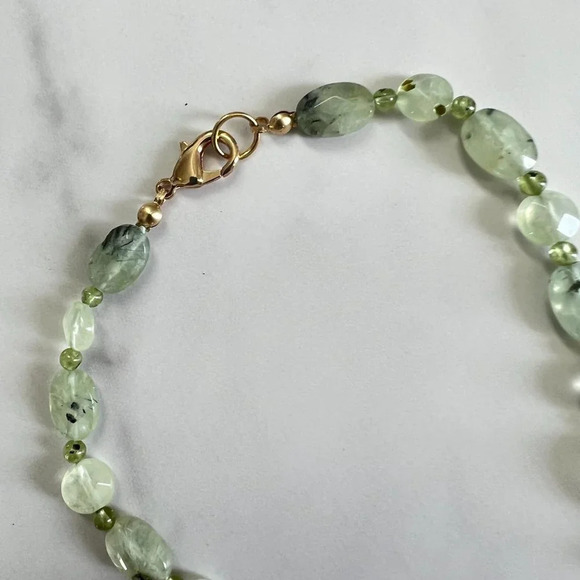 Genuine Prehnite Gemstone Bead Necklace - Picture 6 of 8